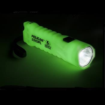 Photoluminescent Pelican™ 3315 LED Flashlight glows-in-the-dark