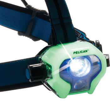 Pelican™ 2780R Rechargeable LED Headlamp photoluminescent cover glows in the dark