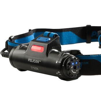 Pelican™ 2780R Rechargeable LED Headlamp has a rear red safety LED