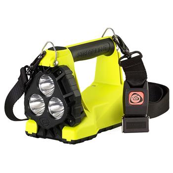 Yellow Streamlight Vulcan 180 Rechargeable Lantern with AC/DC charge cords and base
