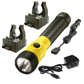 Yellow Streamlight PolyStinger LED Rechargeable Flashlight with AC/DC Charge Cords and 2 Bases