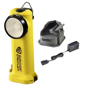 Yellow Streamlight Survivor LED Flashlight with AC cord and one base