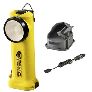 Yellow Streamlight Survivor LED Rechargeable Flashlight with DC Charge Cord and 1 Base