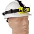 Nightstick 5458G Headlamp fits securely on a hardhat (Hardhat not included)